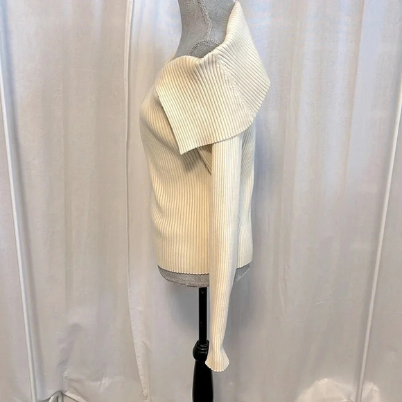 NWOT ENDLESS ROSE Ribbed Sweater Off The Shoulder Cream, Size L - Picture 7 of 14